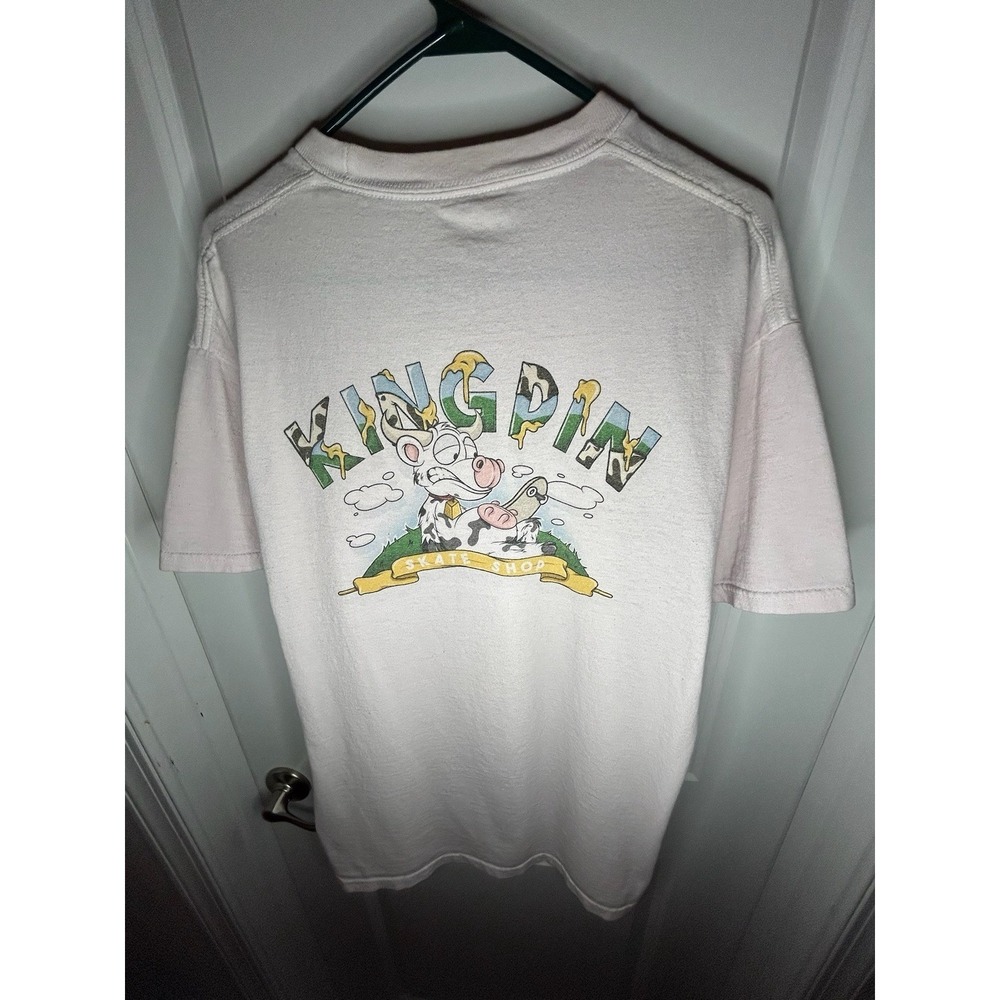 Vintage Y2k Kingpin Skate Shop Cow Graphic Skater T-Shirt Size Mens XL No Flaws - Picture 5 of 7